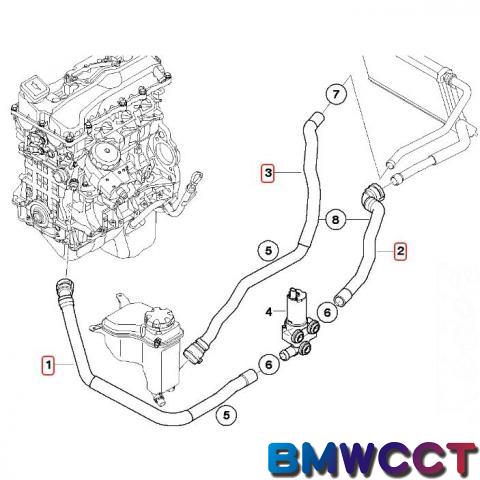 BMW原廠E8x E9x空調暖水管組三條(四缸)